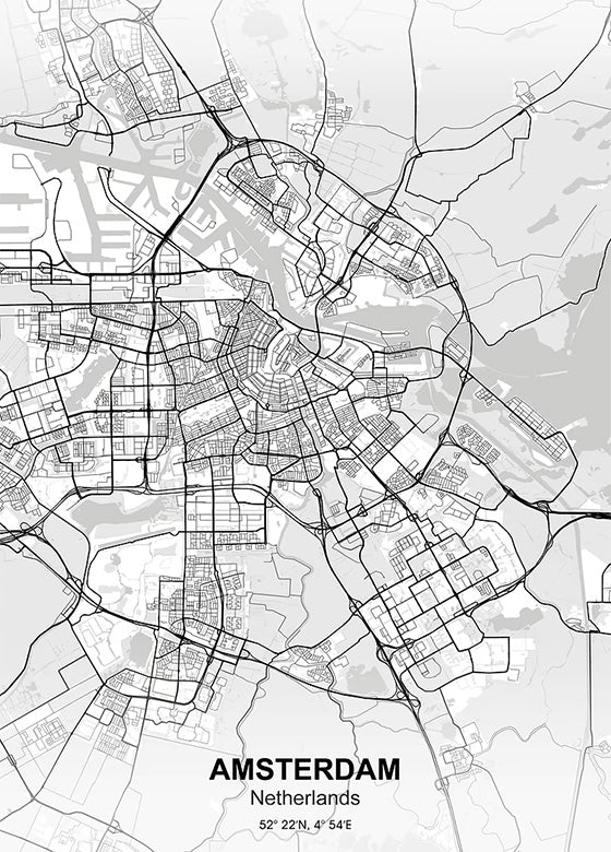 Amsterdam City Map metal poster artwork